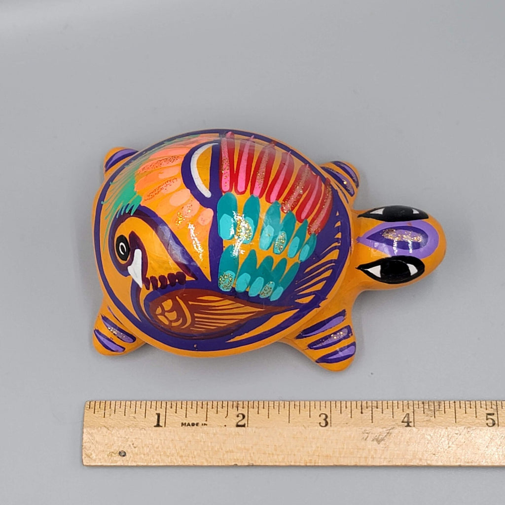 Turtle Animal Mexican Talavera Figure Trinket Box Folk Art Pottery Redware Clay