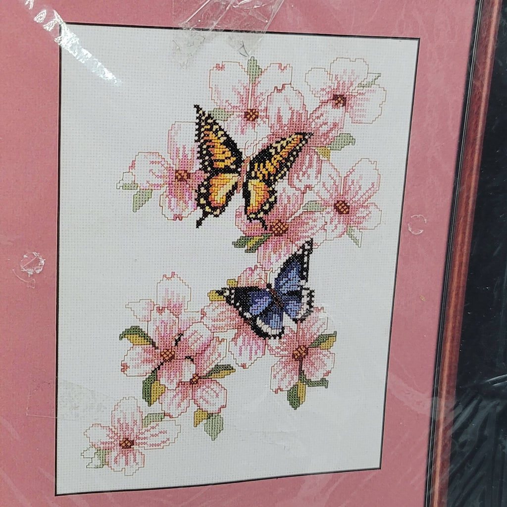 Vintage Bucilla Cross Stitch Kit Butterflies Dogwood Flowers 9x12 40460 NEW