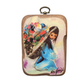 Vintage Ted DeGrazia BEAUTIFUL BURDEN Wood Plaque Signed Excellent 5.5"
