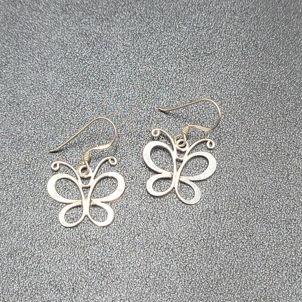 Butterfly Sterling Silver Pierced Earrings 925 5/8"