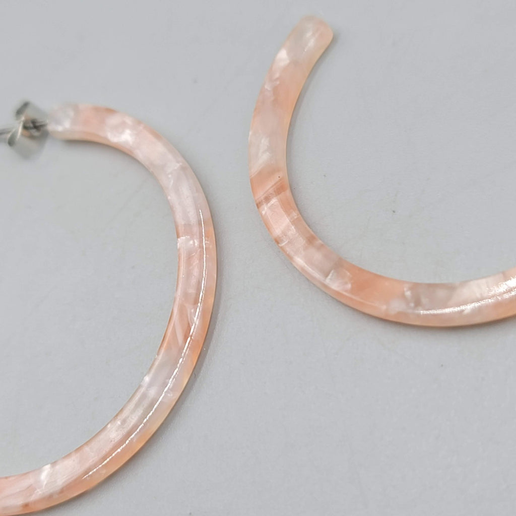 Pink Hoop Pierced Earrings Confetti Resin 2 in