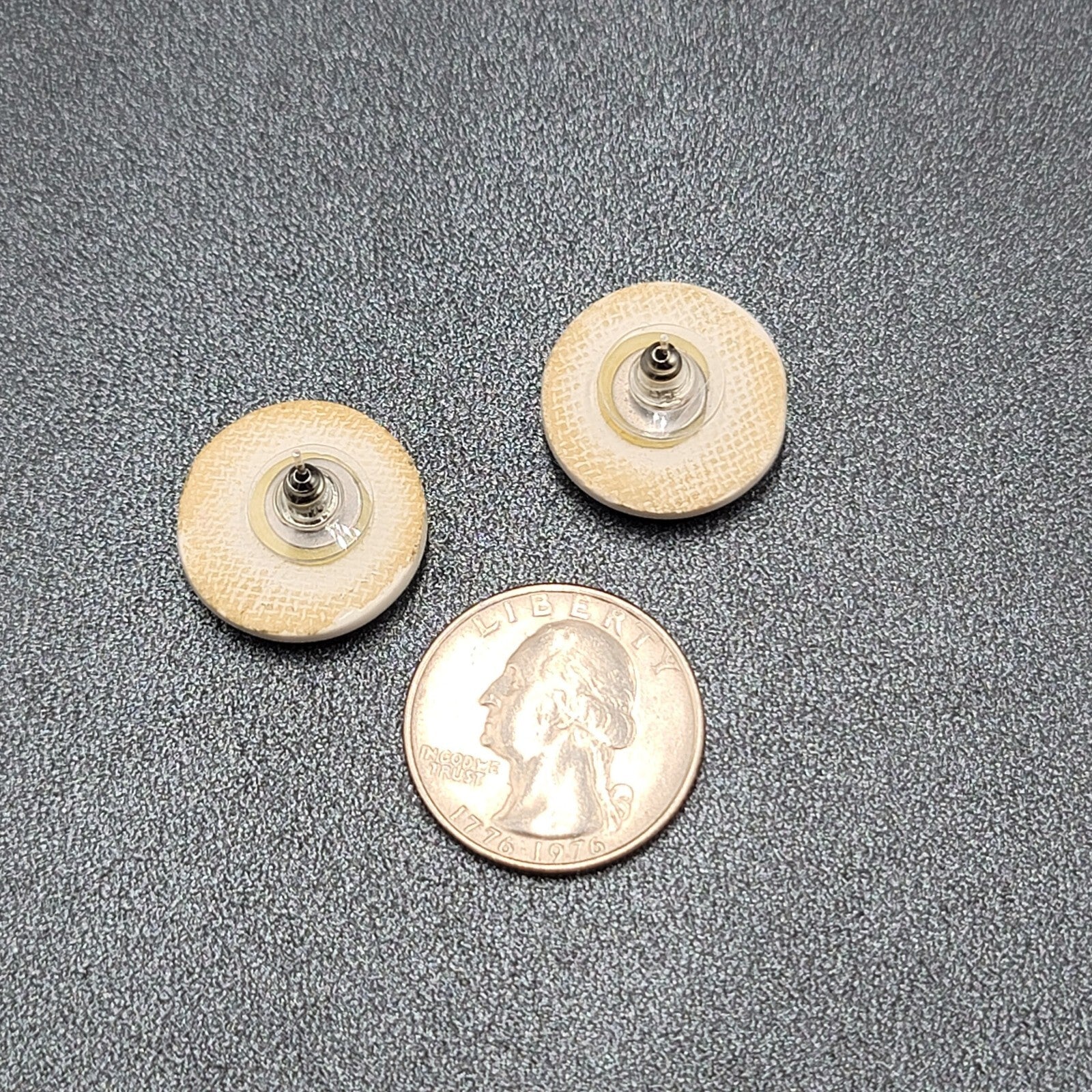 Vintage Pierced Earrings Ceramic White Hand Painted Purple Yellow Grapes 3/4"