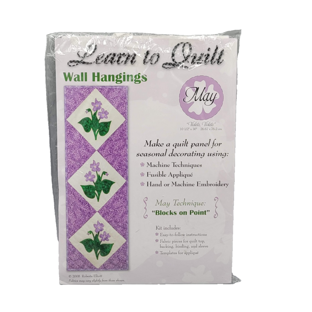 Learn To Quilt Wall Hangings Kit May Violets Purple Flowers Roberta Elliot