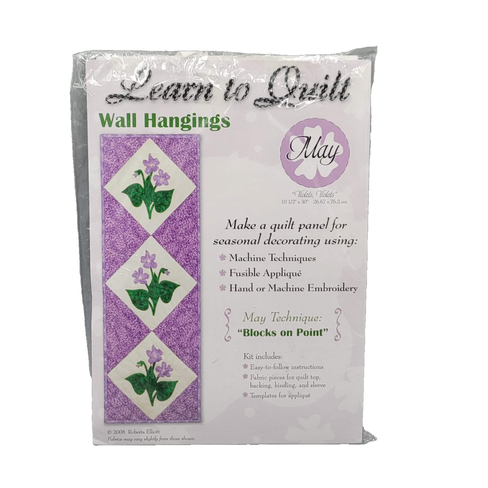 Learn To Quilt Wall Hangings Kit May Violets Purple Flowers Roberta Elliot