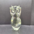 Vintage Solid Clear Glass Owl Figurine Hand Blown Mid Century 6.5" Rare Find