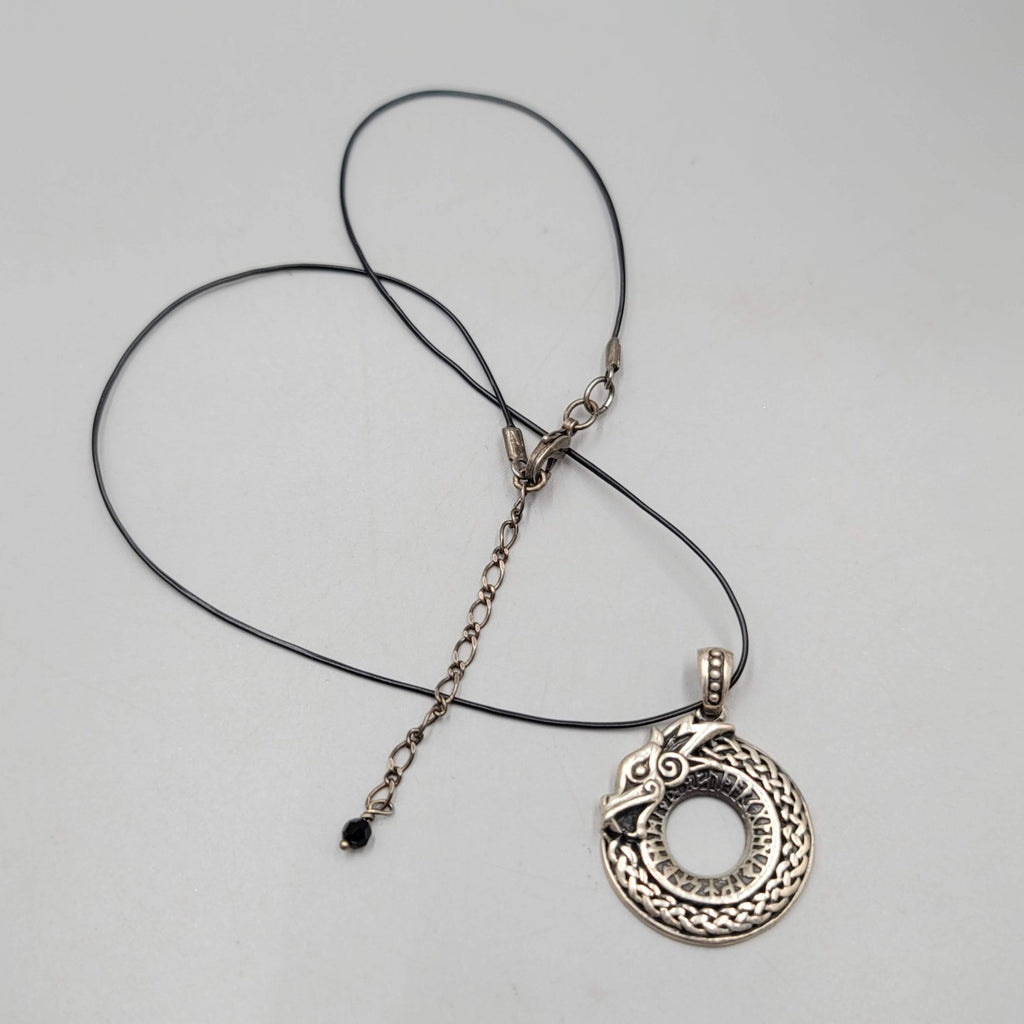Ouroboros Pendant Necklace 925 Sterling Silver Viking Dragon 16"-18"