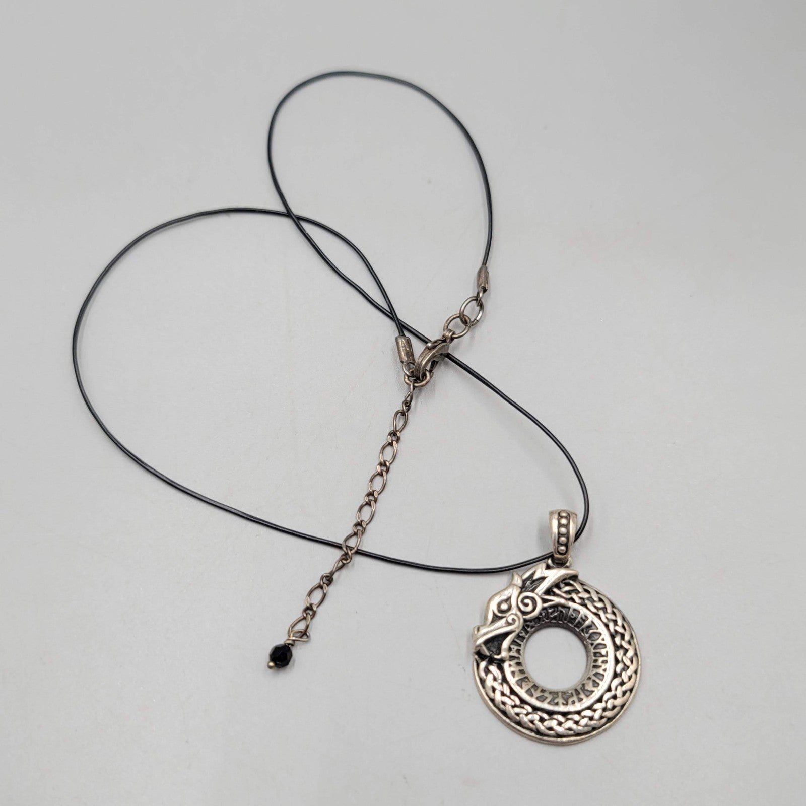 Ouroboros Pendant Necklace 925 Sterling Silver Viking Dragon 16"-18"