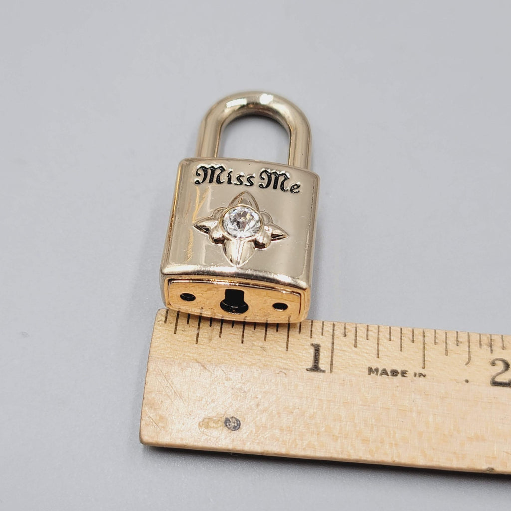Miss Me Gold tone Rhinestone PADLOCK (NO KEY)