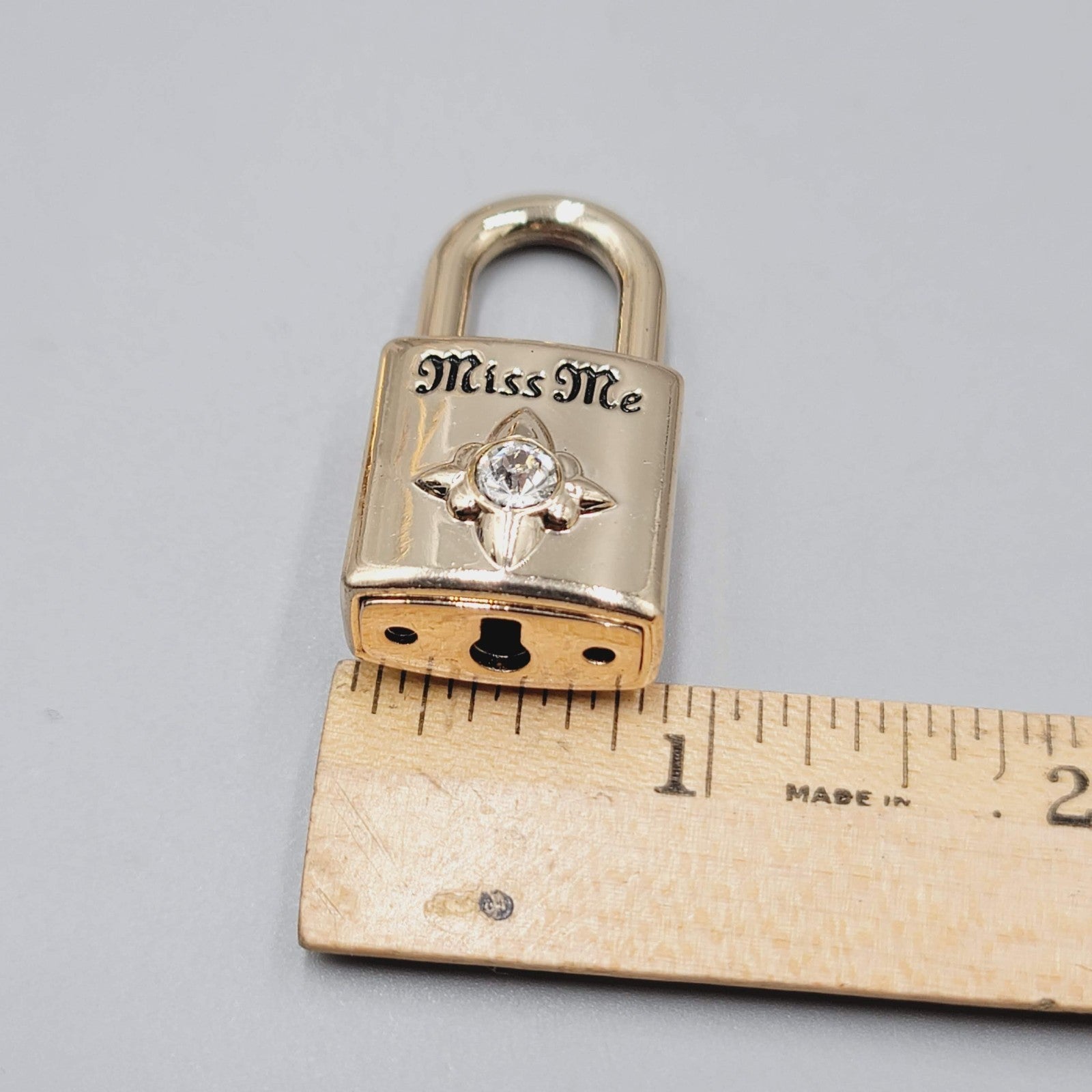 Miss Me Gold tone Rhinestone PADLOCK (NO KEY)