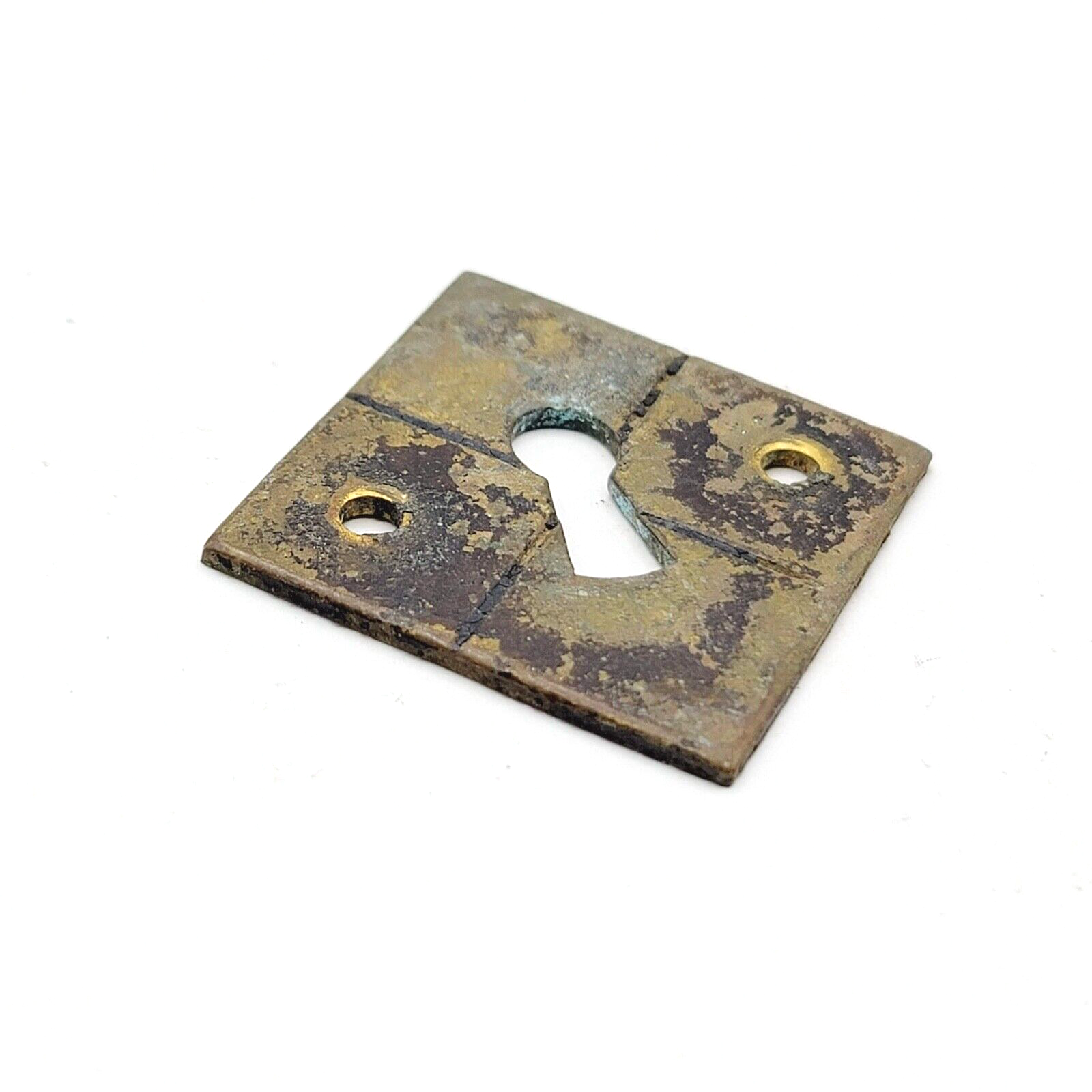 SINGLE Vintage Ornate Brass Skeleton Key hole Escutcheon Salvage 1 1/4" x1 1/4"