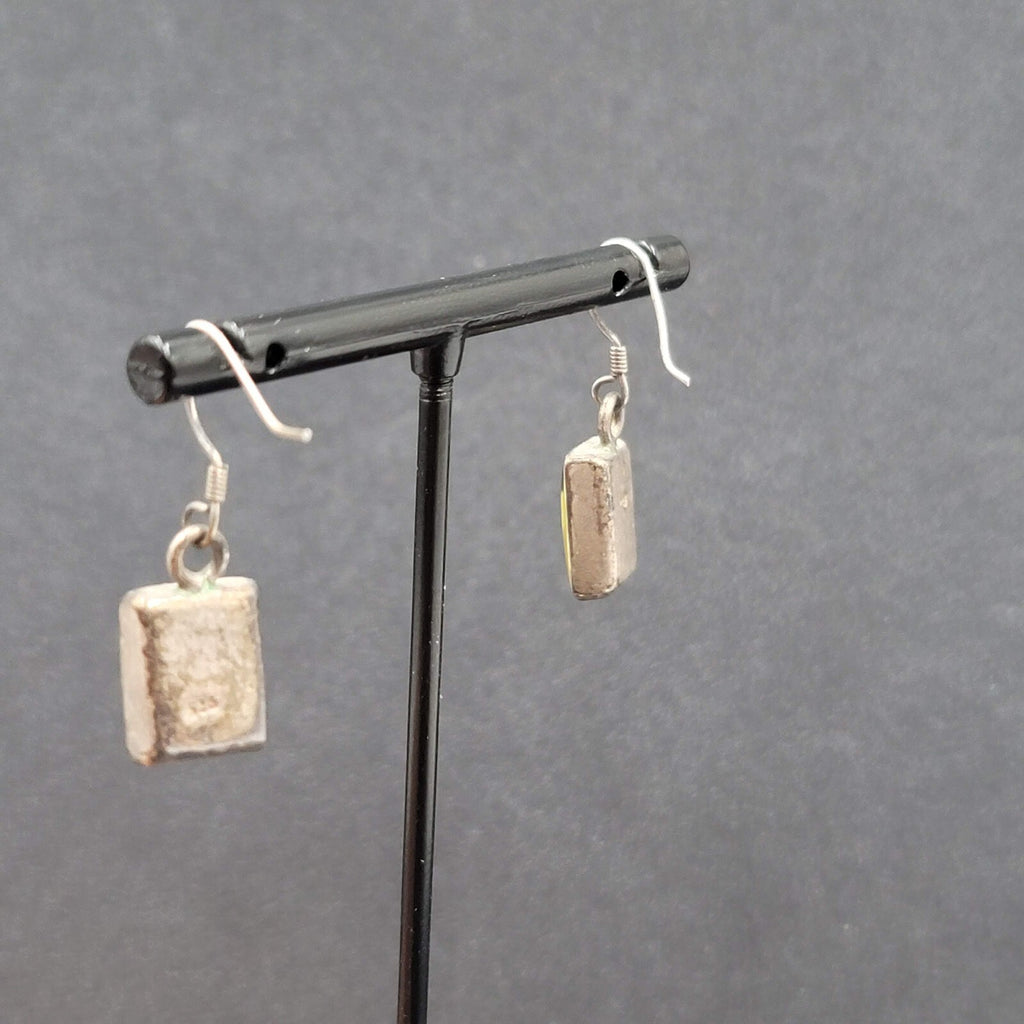 Pierced Earrings Sterling Silver Real Flower in Resin Dangle 5/8"
