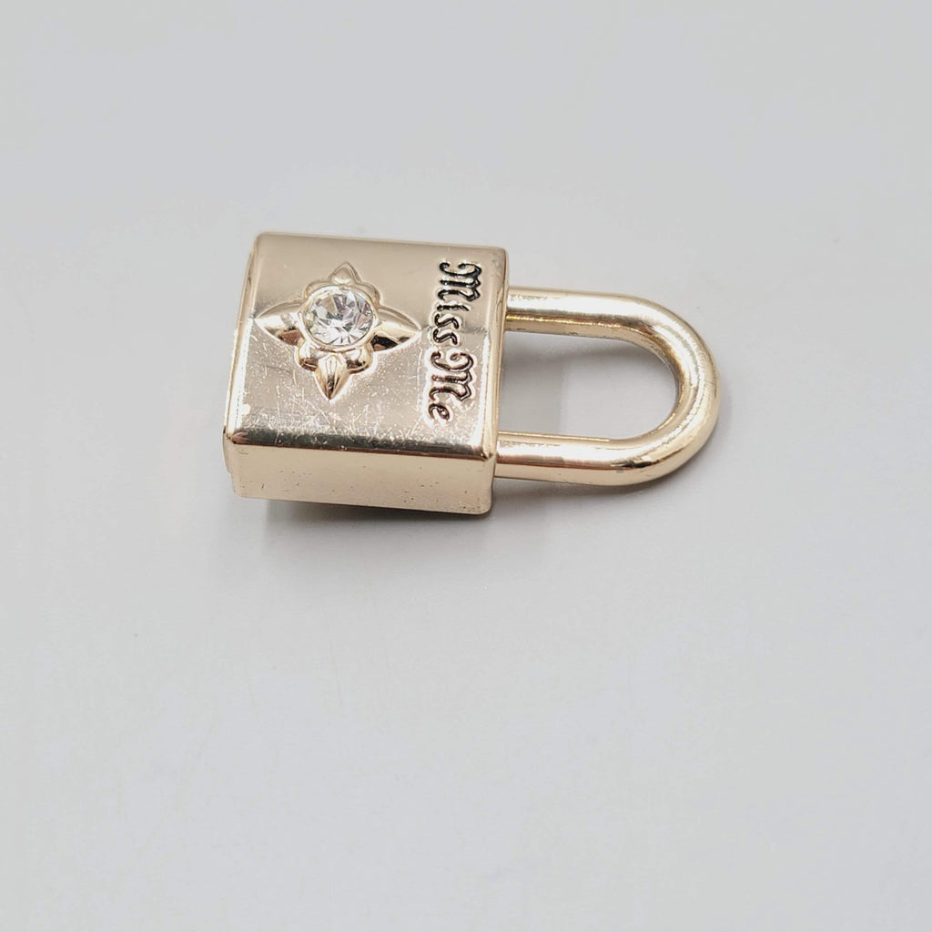 Miss Me Gold tone Rhinestone PADLOCK (NO KEY)