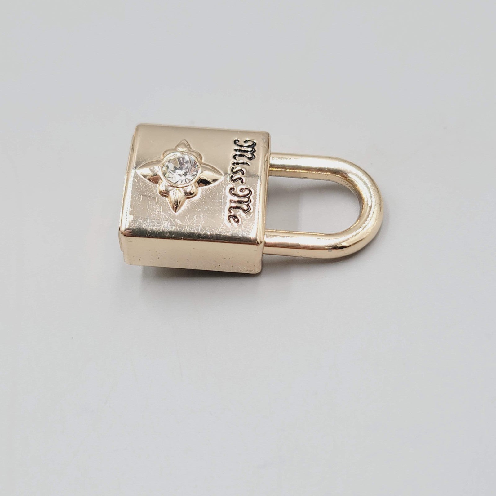 Miss Me Gold tone Rhinestone PADLOCK (NO KEY)
