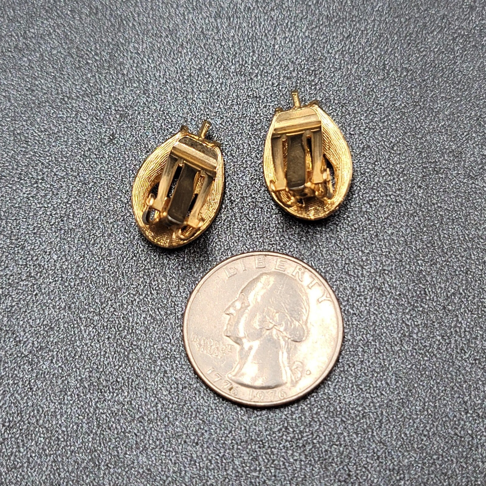 Vintage Clip on Earrings Gold tone White Enamel Studs 7/8"