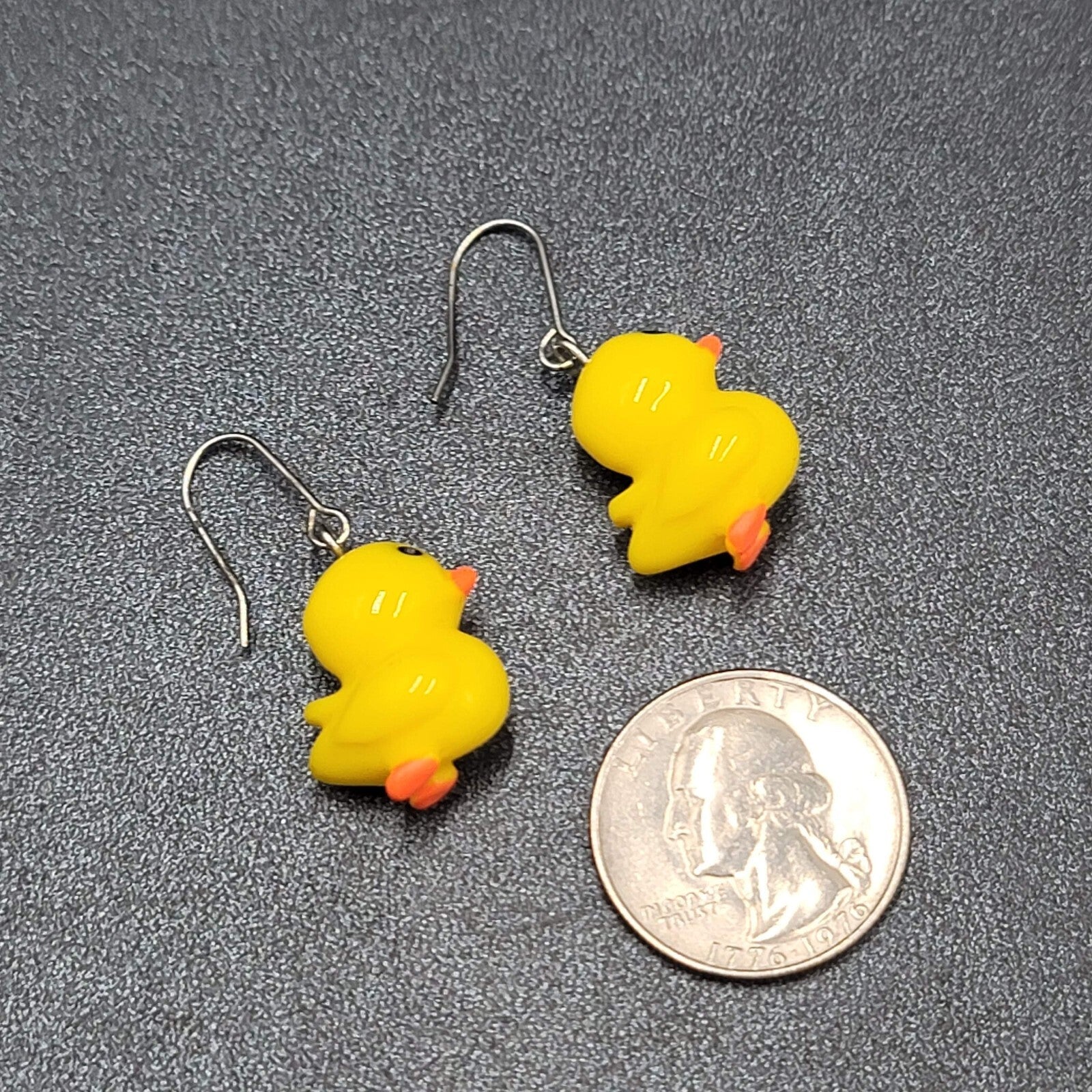 Rubber Duckie Pierced Earrings Yellow Acrylic Dangle 1"