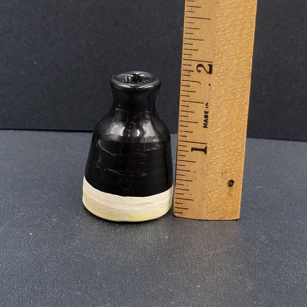 Vintage Miniature Pottery Vase Black Glaze 1.75"