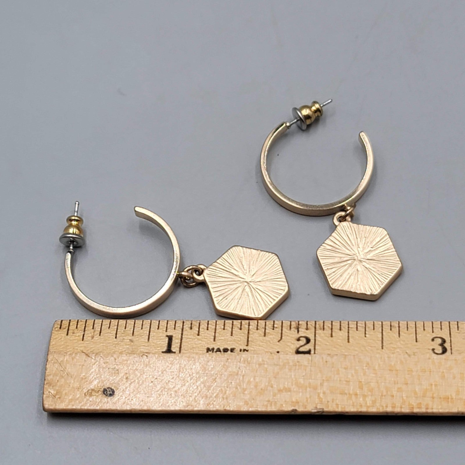 Faux Leopard Print Fur Pierced Earrings Gold tone Dangle 1.75"