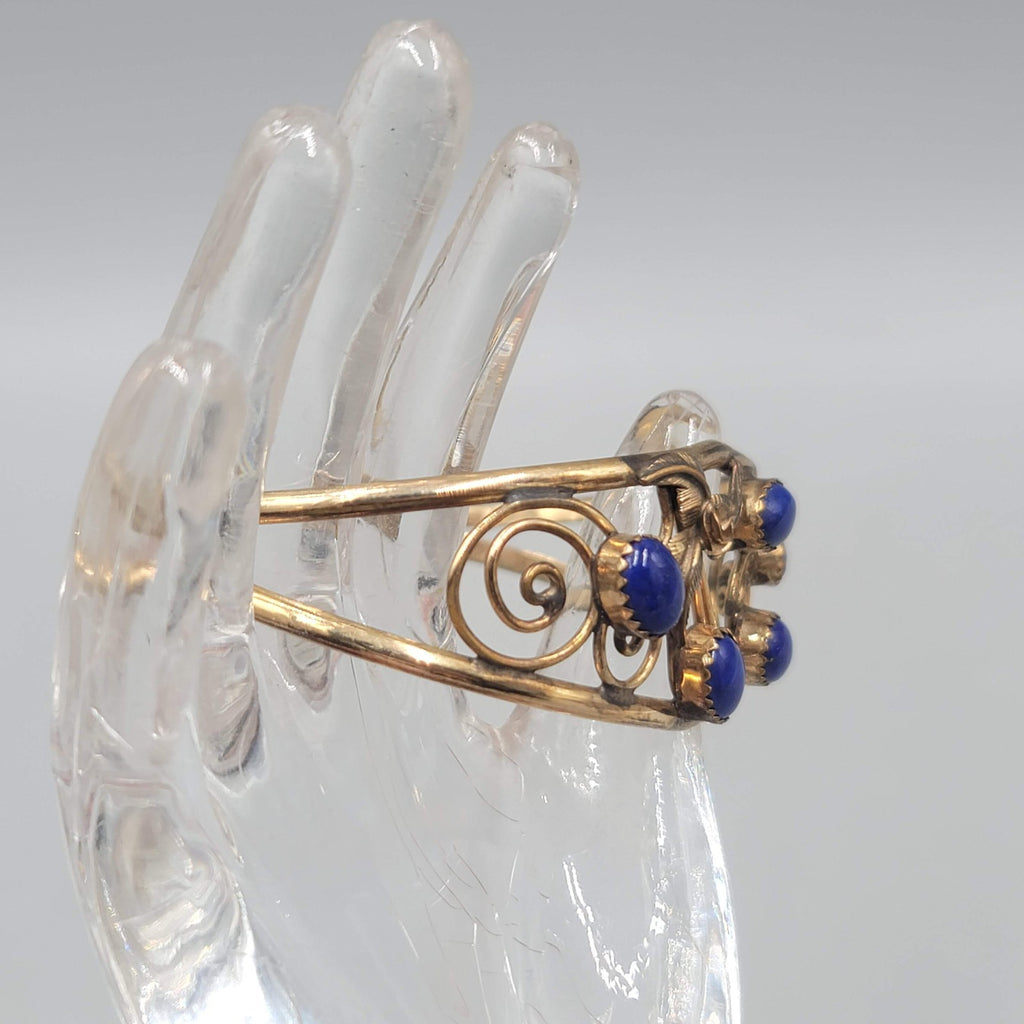 12K Gold Filled Blue Lapis Stones Cuff Bracelet Navajo Native American Signed SH