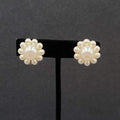 Vintage Clip on Earrings White Acrylic Cluster Bead Estate 7/8"