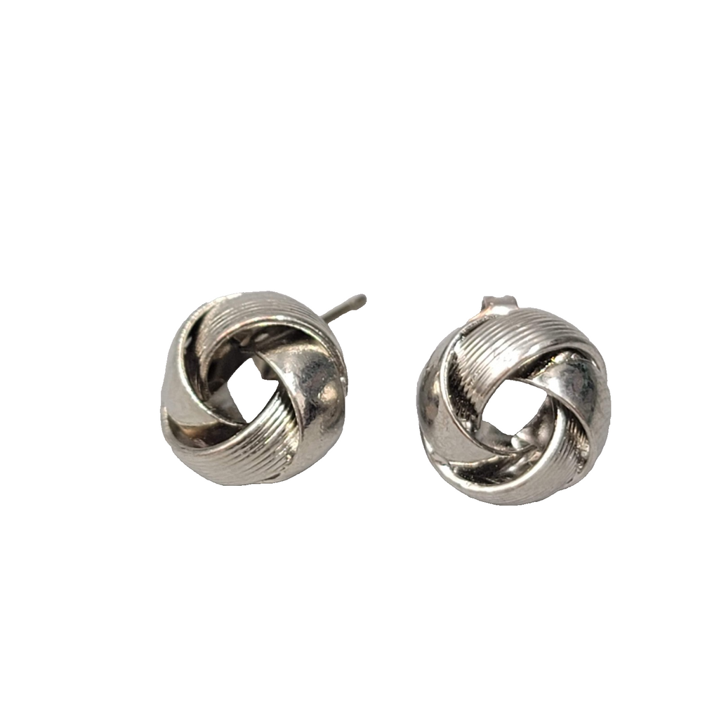 Vintage Silver tone Knot Studs Pierced Earrings 1/2"