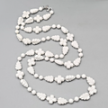 Vintage Sarah Cov Necklace White Bead Flowers Leaves 36 in