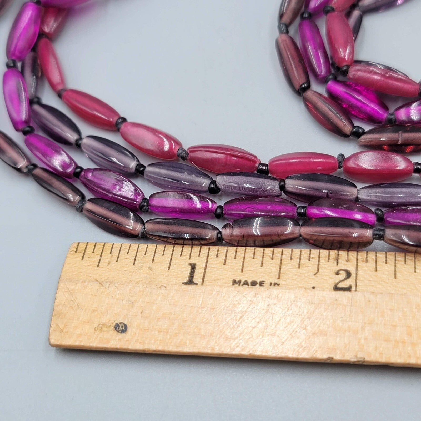 Premier Designs Necklace Shades of Purple Four Strand Long 38"