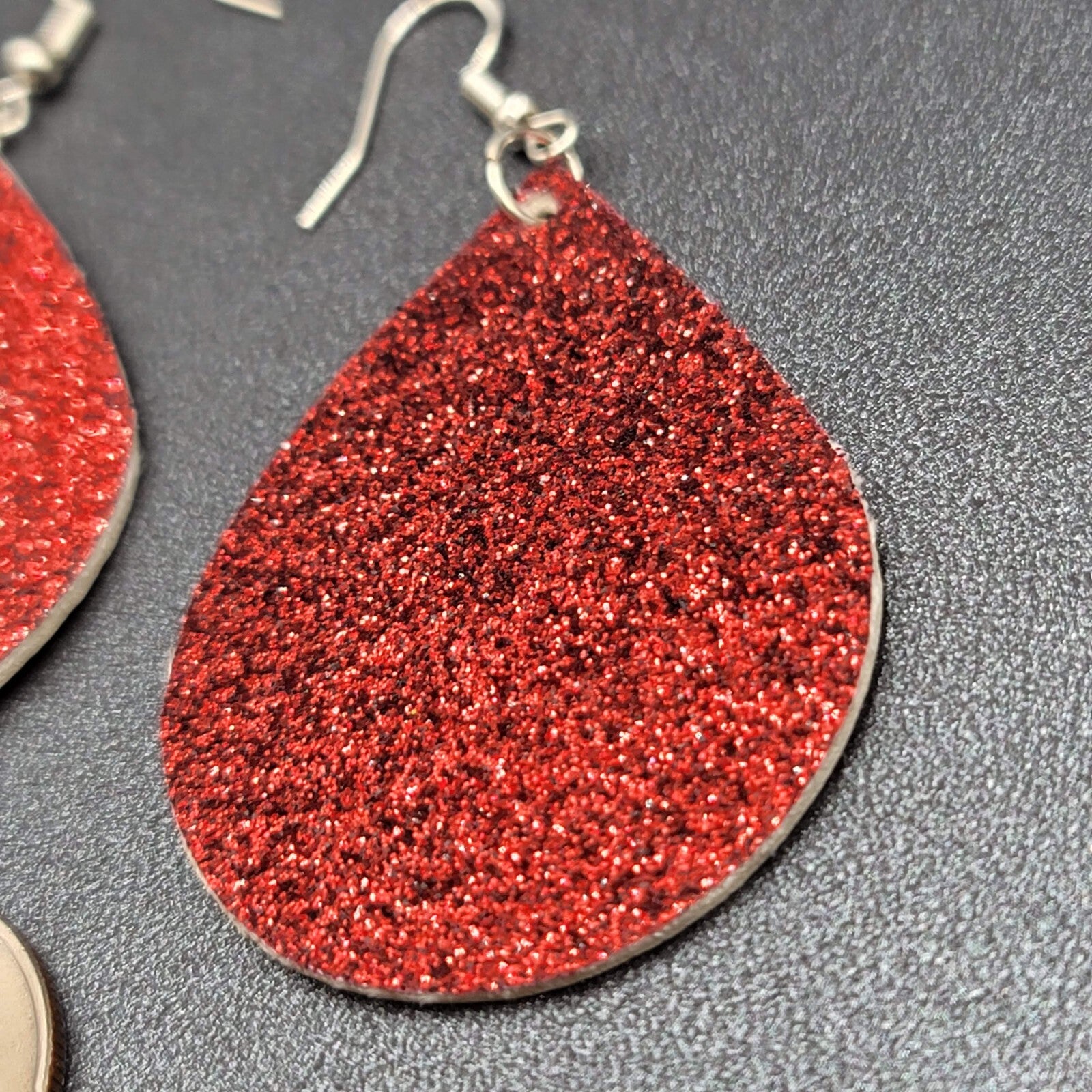 Pierced Earrings Pixar Turning Red Glitter Teardrop 2"
