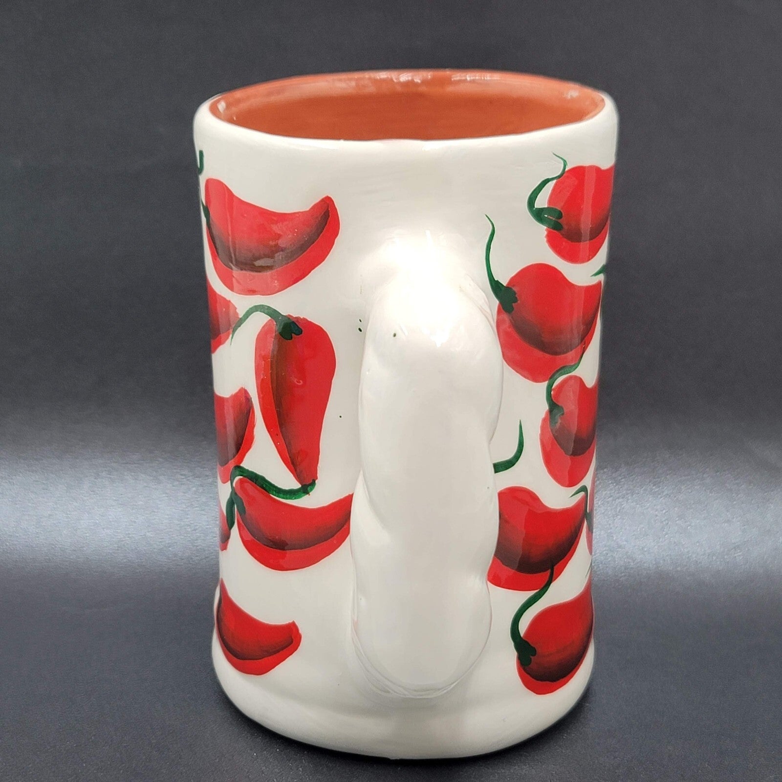 Mexico Clay Coffee Mug Red Chili Peppers Handmade Souvenir
