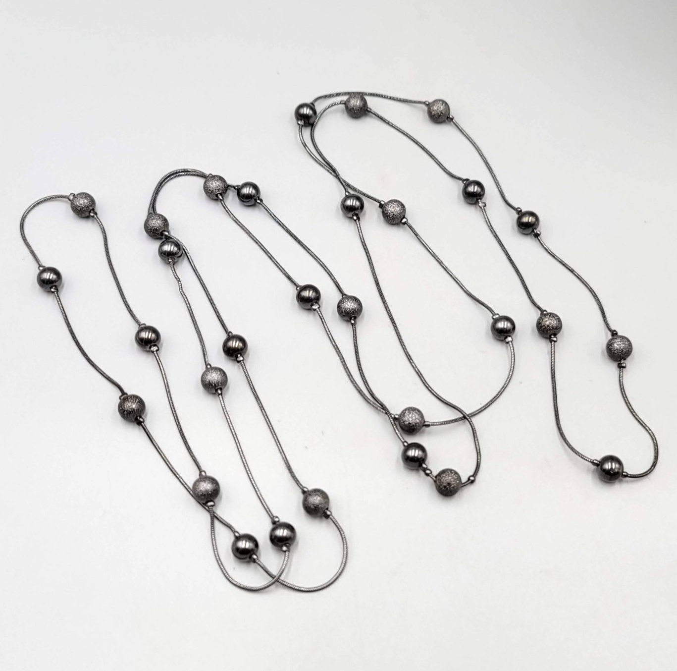 LONG 44 in Black Station Bead Chain Necklace