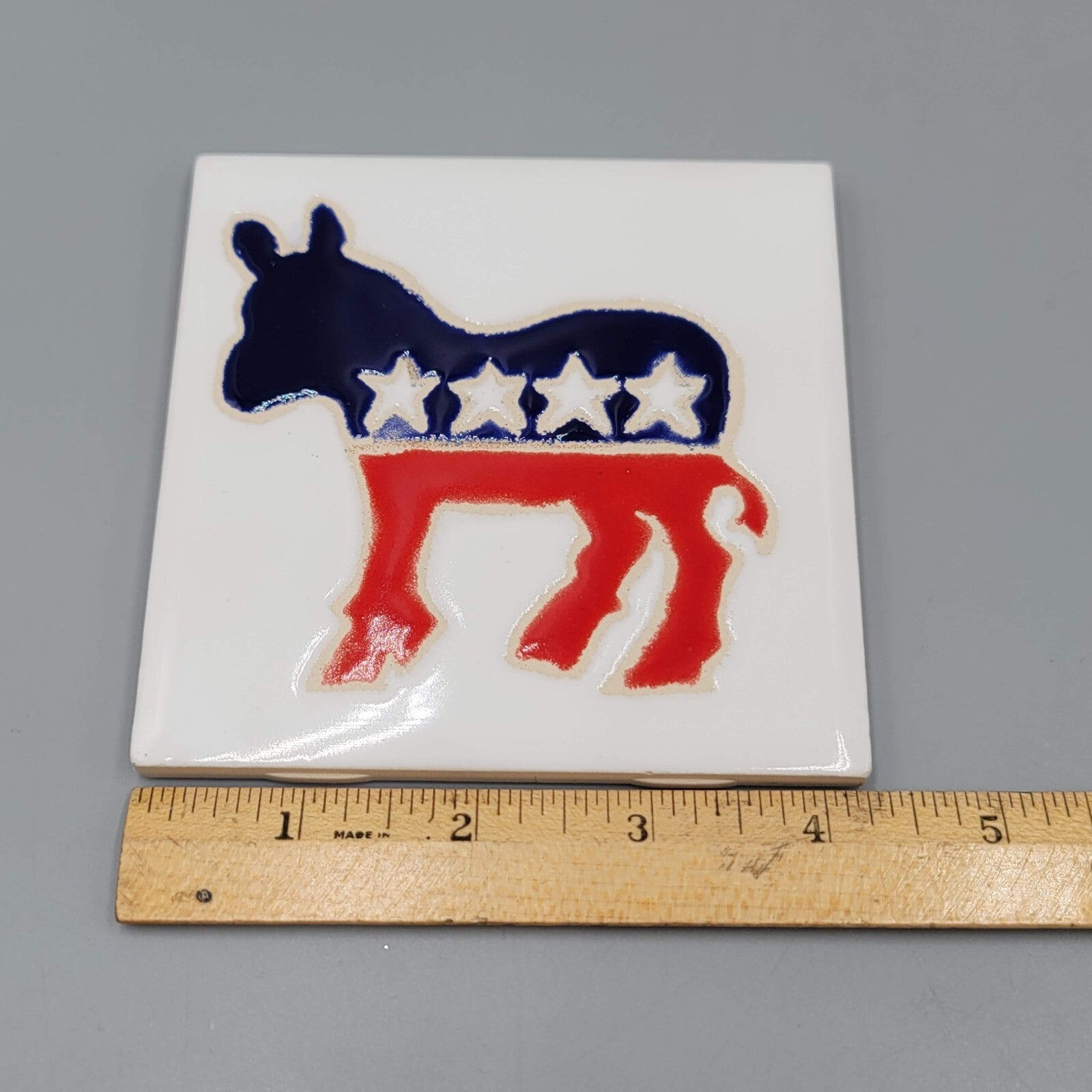 Tiles by Michell Patriotic Democrat Red White Blue Tile 4.25" x 4.25"