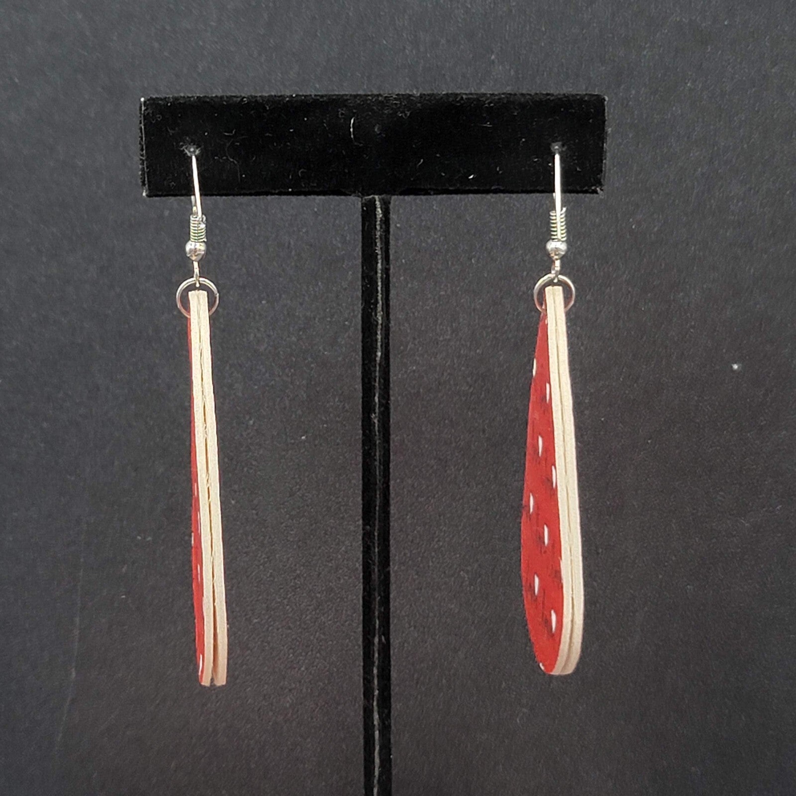 Love Pierced Earrings Faux Leather Valentines Day Teardrop Dangle 2.25"