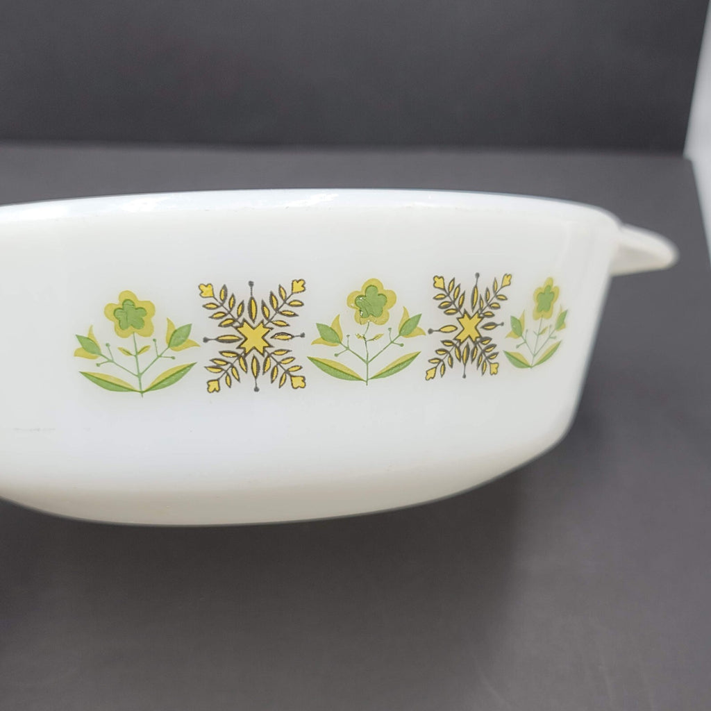 436 Anchor Hocking Meadow Green Fire King Round Casserole Dish 1 QT