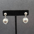 Pierced Earrings Silver tone Bead Dangle  1.25"
