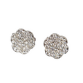 Vintage Rhinestone Stud Clip on Earrings Silver tone 5/8 in