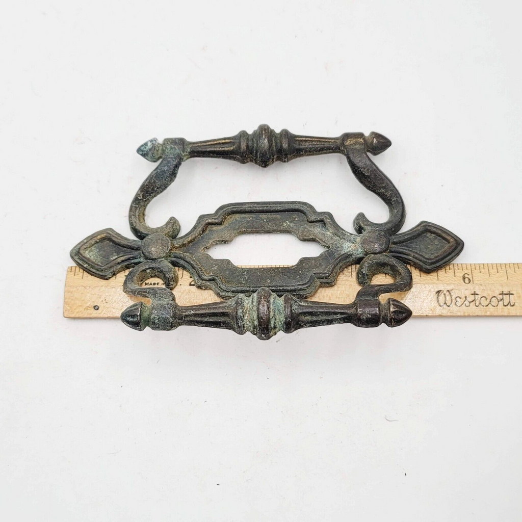 Vintage Gray Pot Metal Double Drawer Cabinet Pull 5 7/8" x 3 1/2"