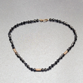 Vintage Necklace Black Rivoli Glass Beaded 16"
