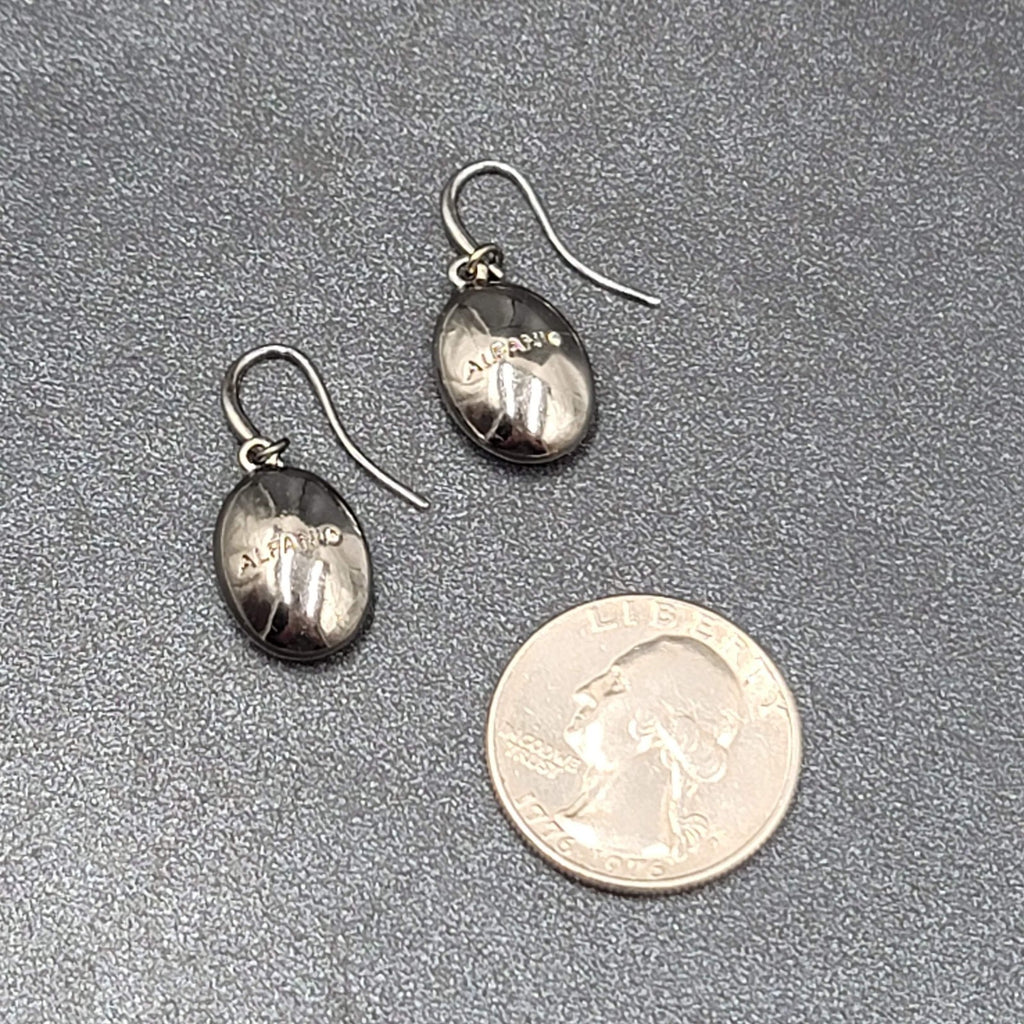 Alfani Pierced Earrings Black Metal Faceted Glass Dangle 5/8"
