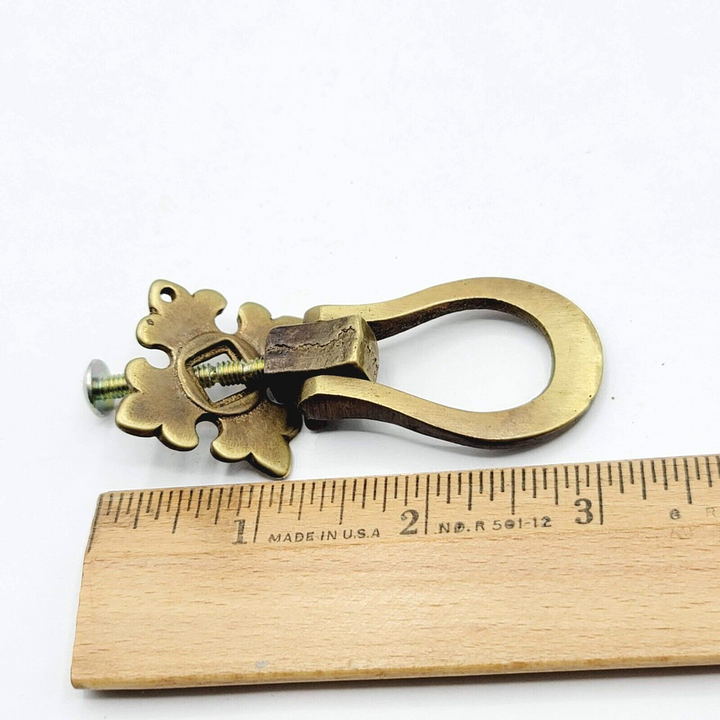 Vintage Brass Drawer Pull Salvage Hardware Rosette Reclaimed 2"