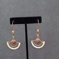 New Boho Pierced Earrings Copper tone Beaded White Dangle Large Hook 2.25"