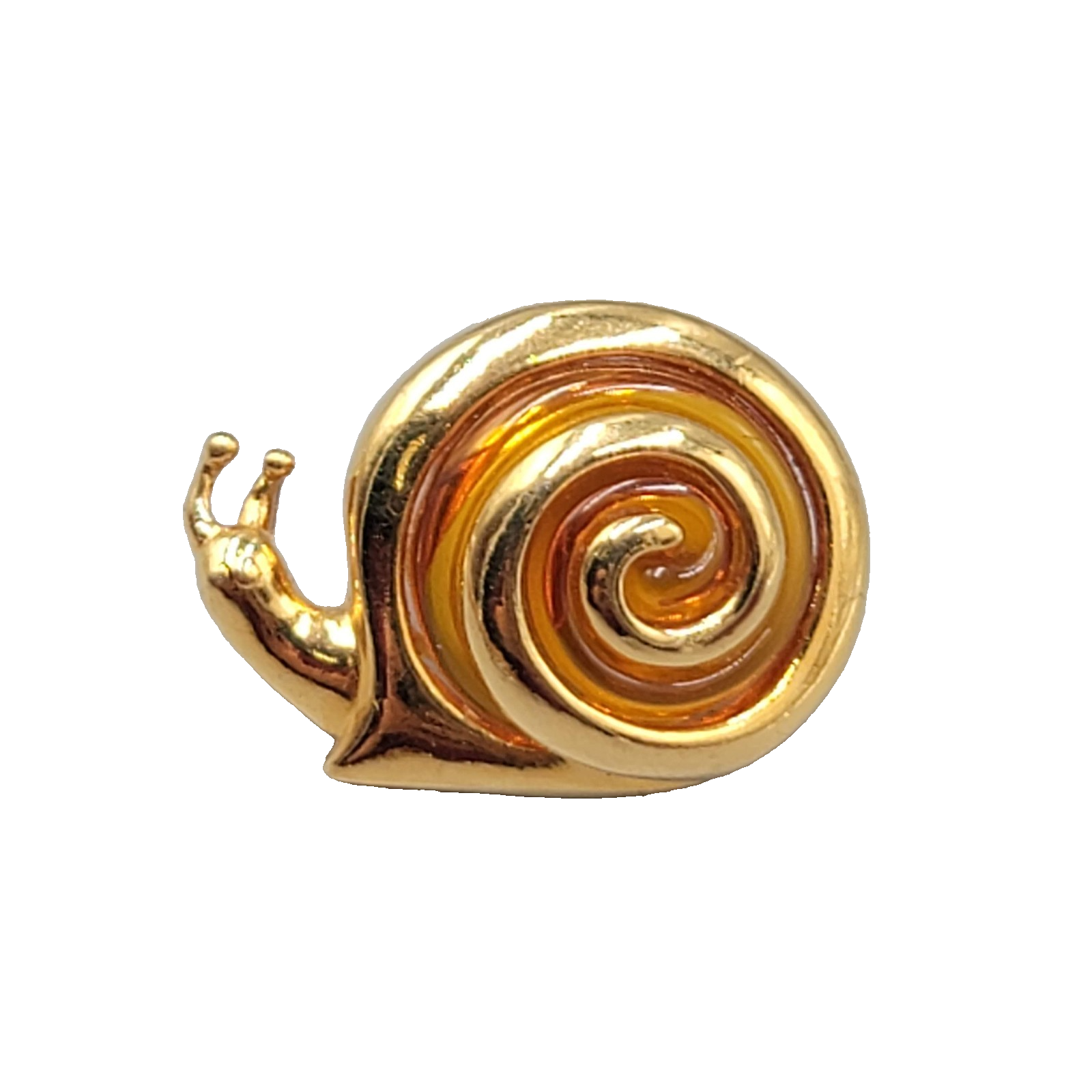 Vintage Avon Tortoise Style Brown Amber Lucite Hat Pin Tie Tack Snail Gold Tone