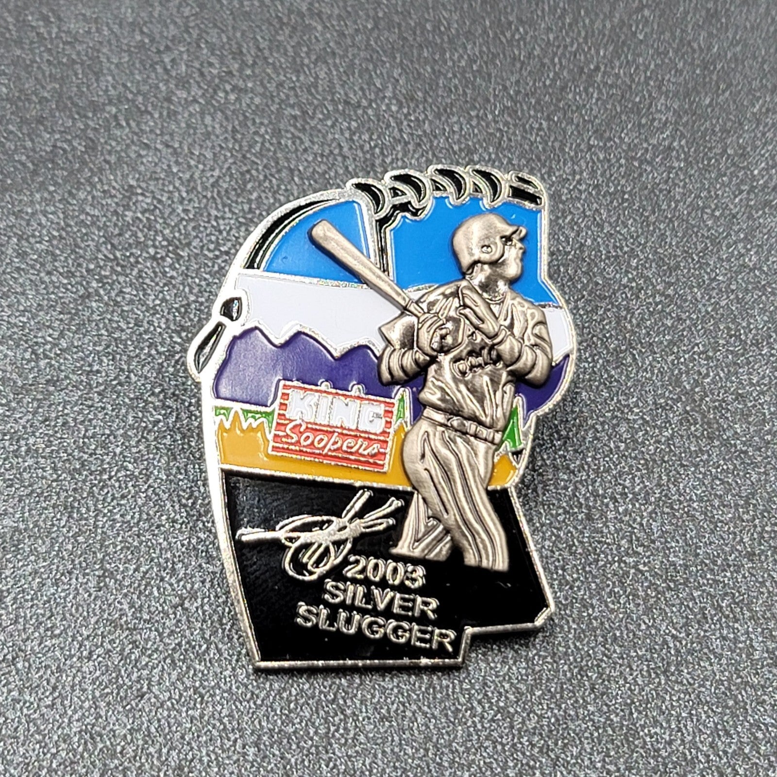 2003 Colorado Rockies pin King Soopers Silver Slugger 1.5"