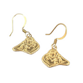 Vintage Tasmanian Devil Pierced Earrings Gold tone Dangle Six Flags Souvenir .5"