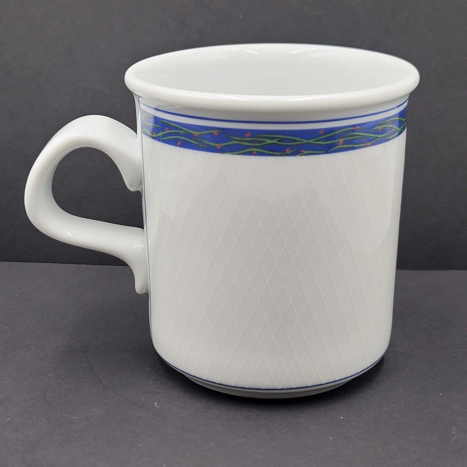 Vintage Dansk NEW SCANDIA Porcelain Coffee Mug Blue White Retired EXC Portugal
