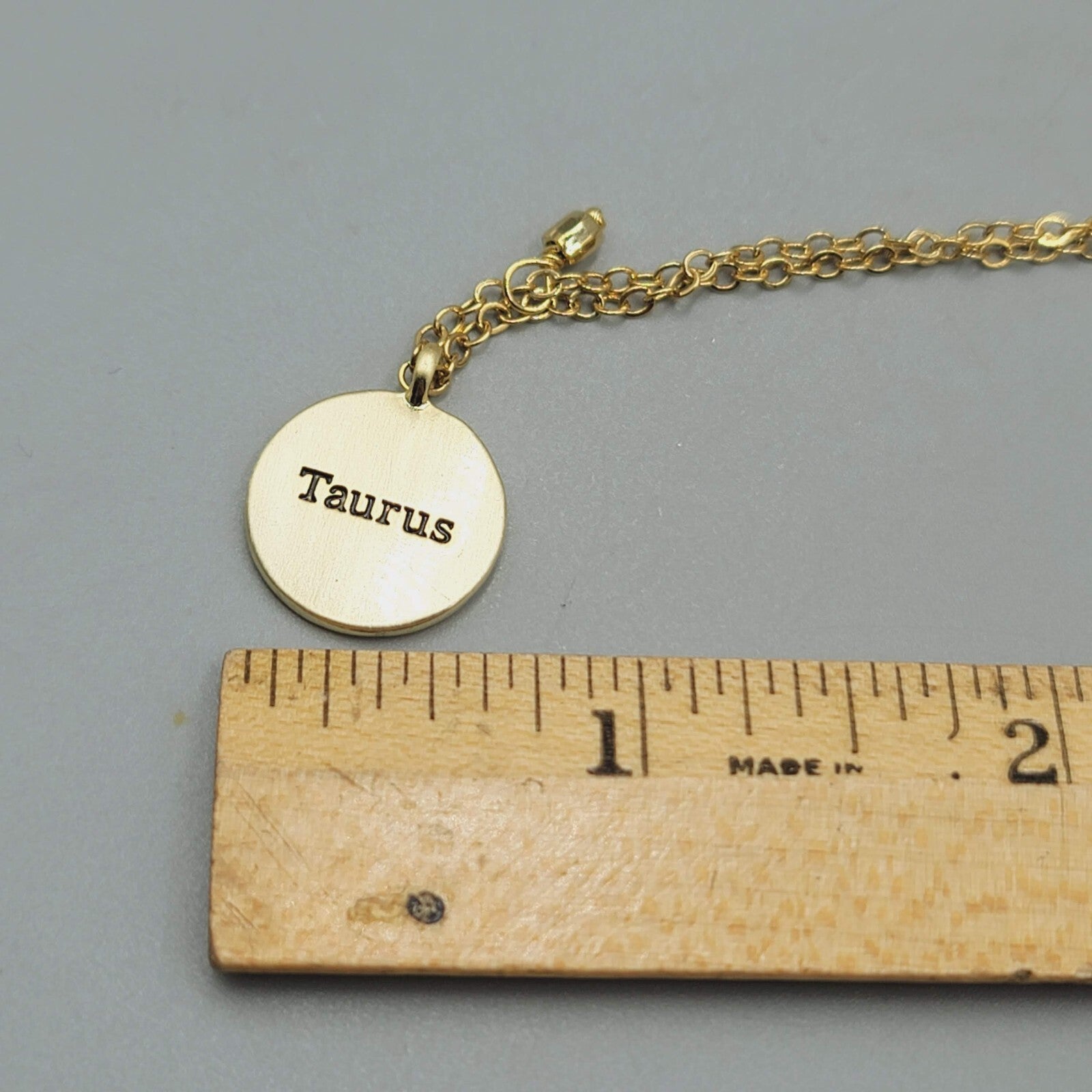 Taurus Necklace Constellation Zodiac Crystal Gold tone 18"