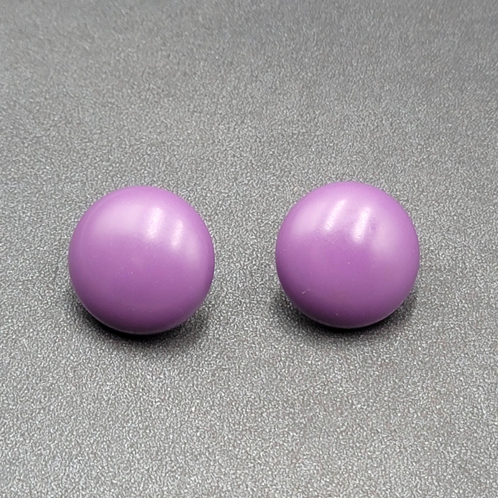 Vintage Pierced Earrings Purple Domed Studs Estate Costume Jewelry 1"