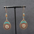 New Boho Pierced Earrings Copper tone AB Crystal Beaded 2 5/8"