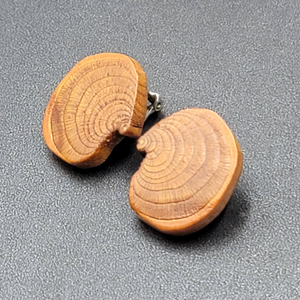 Vintage Clip on Earrings Real Wood Statement Drop 1.25"