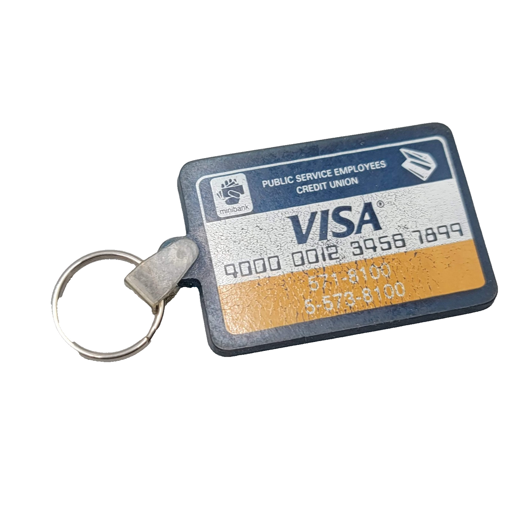 Vintage VISA Public Service Employees Credit Union Minibank Keychain Fob Promo