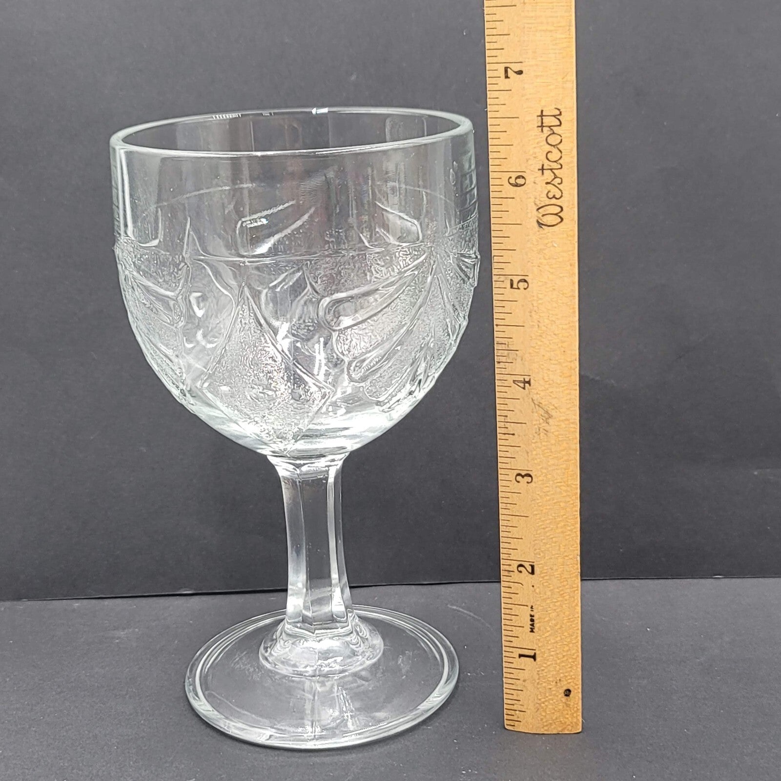 Martha Stewart Everyday McKee Repro Shell Diamond Pattern Glass Goblet 6 3/8"