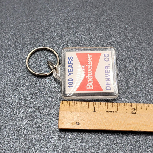 Budweiser Breweriana Beer Key Chain Ring 100 Years Denver CO Vintage